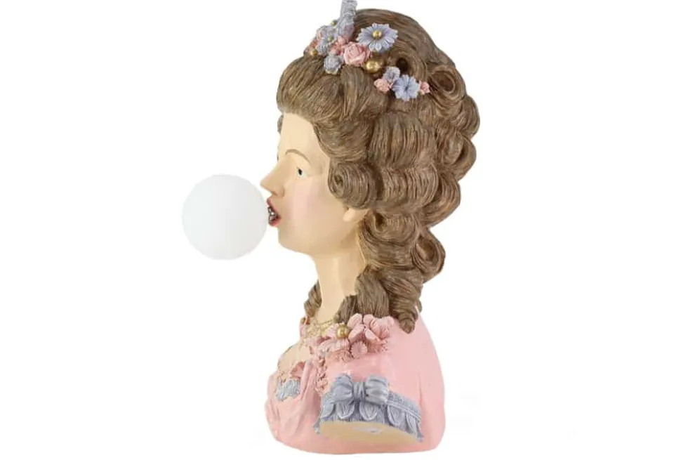 Handgefertigte Tischlampe LADY 60cm mehrfarbig Büste mit Lampenkugel