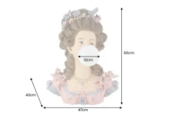 Handgefertigte Tischlampe LADY 60cm mehrfarbig Büste mit Lampenkugel