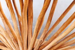 Handgefertigte Tischlampe EUPHORIA 80cm natur Longanholz beige mit Leinenschirm