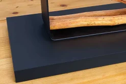 Handgefertigte Tischlampe EUPHORIA 80cm natur Longanholz beige mit Leinenschirm