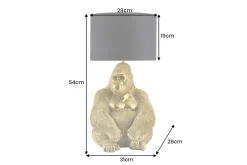 Handgefertigte Tischlampe KING APE 55cm gold schwarzer Stoffschirm Gorilla-Skulptur