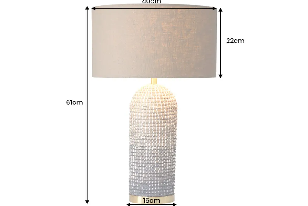 Handgefertigte Tischlampe ZEA 60cm braun natur runder Leinenschirm Seegras
