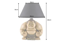 Handgefertigte Tischlampe SUMO 50cm schwarz Skulptur Stoffschirm
