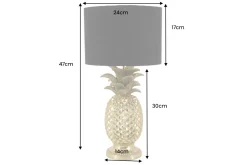 Handgefertigte Tischlampe PINEAPPLE 50cm gold schwarz Ananas-Design mit Stoffschirm