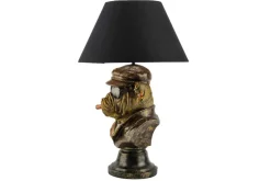 Handgefertigte Tischlampe BULLDOG 55cm bronze schwarz Stoffschirm Hunde-Skulptur