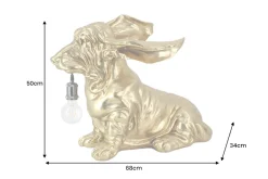 Handgefertigte Tischlampe DACKEL 70cm gold Hunde-Skulptur
