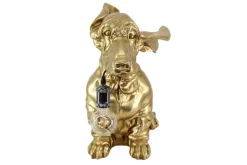 Handgefertigte Tischlampe DACKEL 70cm gold Hunde-Skulptur