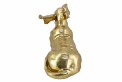 Handgefertigte Tischlampe DACKEL 70cm gold Hunde-Skulptur