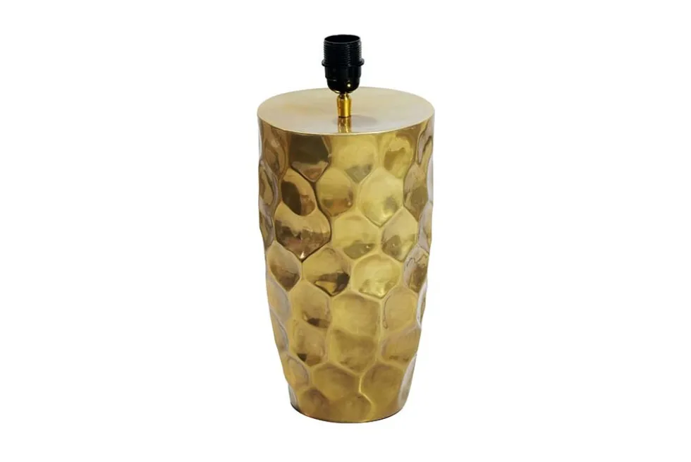 Handgefertigte Tischlampe AURELIA 55cm gold schwarz Hammerschlag-Design mit Stoffschirm