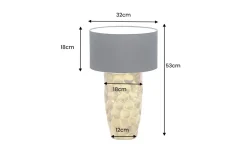 Handgefertigte Tischlampe AURELIA 55cm gold schwarz Hammerschlag-Design mit Stoffschirm