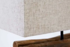 Handgefertigte Tischlampe PERIFERE 40cm beige Treibholz Leinenschirm