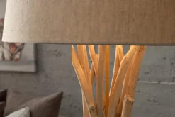 Handgefertigte Treibholz Stehlampe WILD NATURE 155cm sand mit Leinenschirm