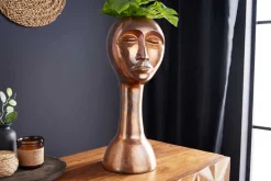 Handgefertigte Vase FACE 50cm Kupfer-Look Antik Aluminium abstrakt