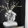 Handgefertigte Vase LIQUID 25cm silber Metall Hammerschlag Design
