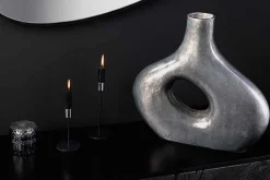 Handgefertigte Vase RING 40cm dunkelgrau Metall Dekoration Blumenvase