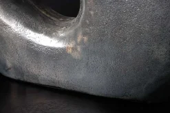 Handgefertigte Vase RING 40cm dunkelgrau Metall Dekoration Blumenvase