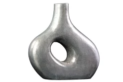 Handgefertigte Vase RING 40cm dunkelgrau Metall Dekoration Blumenvase