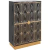 Handgefertigter Barschrank PIAZZA SAN MARCO 140cm grau gold Mangoholz massiv 3D-Design