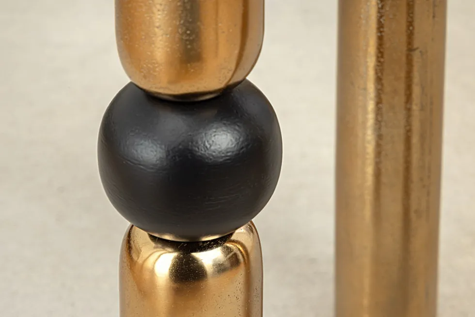 Handgefertigter Beistelltisch ABSTRACT 55cm gold schwarz Metall rund