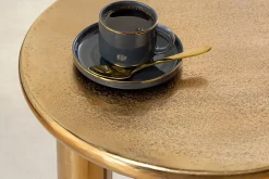 Handgefertigter Beistelltisch ABSTRACT 55cm gold schwarz Metall rund