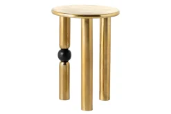 Handgefertigter Beistelltisch ABSTRACT 55cm gold schwarz Metall rund
