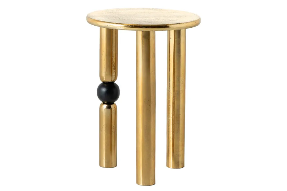 Handgefertigter Beistelltisch ABSTRACT 55cm gold schwarz Metall rund