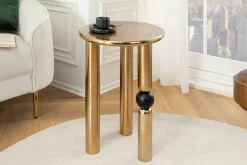 Handgefertigter Beistelltisch ABSTRACT 55cm gold schwarz Metall rund