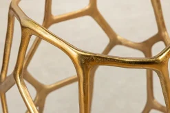 Handgefertigter Beistelltisch LIQUID GEOMETRIE 50cm gold rund Metall Schwarzglas