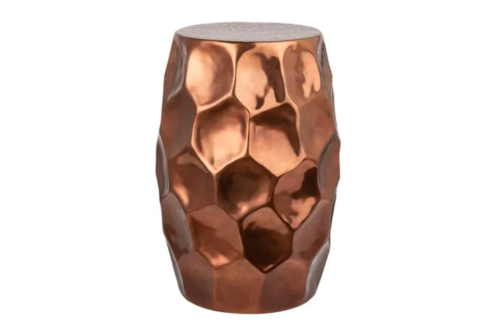 Handgefertigter Beistelltisch ORGANIC ORIENT 50cm kupfer Metall Hammerschlag Design Waben rund