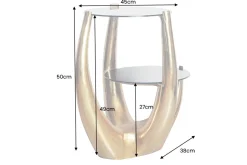 Handgefertigter Beistelltisch LEVELS 50cm gold antik Schwarzglas schwarz Metall