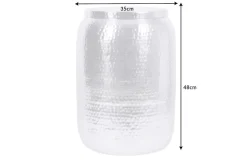 Handgefertigter Beistelltisch ORIENT STORAGE 50cm silber Hammerschlag Design mit Stauraum rund