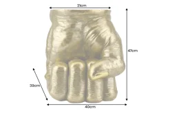Handgefertigter Beistelltisch FIST 50cm gold runde Tischplatte Faust-Skulptur