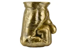 Handgefertigter Beistelltisch FIST 50cm gold runde Tischplatte Faust-Skulptur