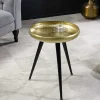 Handgefertigter Beistelltisch ORIENT 55cm messing gold rund Metall Hammerschlag Design