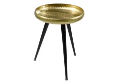 Handgefertigter Beistelltisch ORIENT 55cm messing gold rund Metall Hammerschlag Design