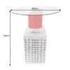 Handgefertigter Bistrotisch LIPSTICK 75cm rot silber runde Tischplatte Glas