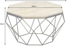 Handgefertigter Couchtisch DIAMOND 70cm beige Travertin messing Eisen