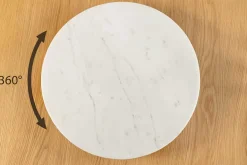 Handgefertigter Drehteller SERVANT 50cm weiß Marmor runde Dekoplatte