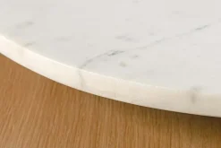 Handgefertigter Drehteller SERVANT 50cm weiß Marmor runde Dekoplatte