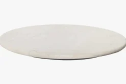 Handgefertigter Drehteller SERVANT 50cm weiß Marmor runde Dekoplatte