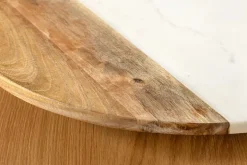 Handgefertigter Drehteller SERVANT 50cm weiß natur Marmor Mangoholz Dekoplatte rund