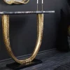 Handgefertigter Konsolentisch OMEGA 80cm schwarz Marmor gold Metall