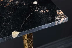 Handgefertigter Konsolentisch OMEGA 80cm schwarz Marmor gold Metall