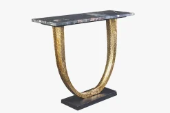 Handgefertigter Konsolentisch OMEGA 80cm schwarz Marmor gold Metall