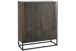 Handgefertigtes Highboard CROCO 120cm braun Mangoholz massiv 3D-Design