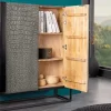 Handgefertigtes Highboard CROCO 120cm grau schwarz Mangoholz massiv 3D-Design
