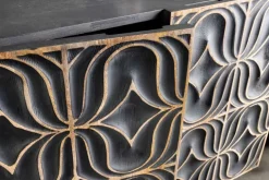 Handgefertigtes Sideboard PIAZZA SAN MARCO 180cm grau gold Mangoholz massiv 3D-Design