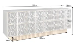 Handgefertigtes Sideboard PIAZZA SAN MARCO 180cm grau gold Mangoholz massiv 3D-Design