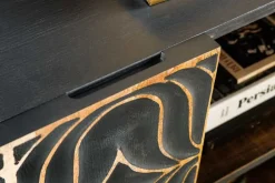 Handgefertigtes Sideboard PIAZZA SAN MARCO 180cm grau gold Mangoholz massiv 3D-Design