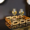 Handgefertigtes Tablett VARIATION 40cm schwarz gold Metall Aluminium Glas